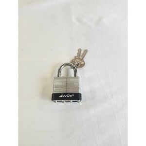 Marlin Laminated Steel Padlock with 2 Keys H&R 1871 LLC Hardened Shackle Silver
